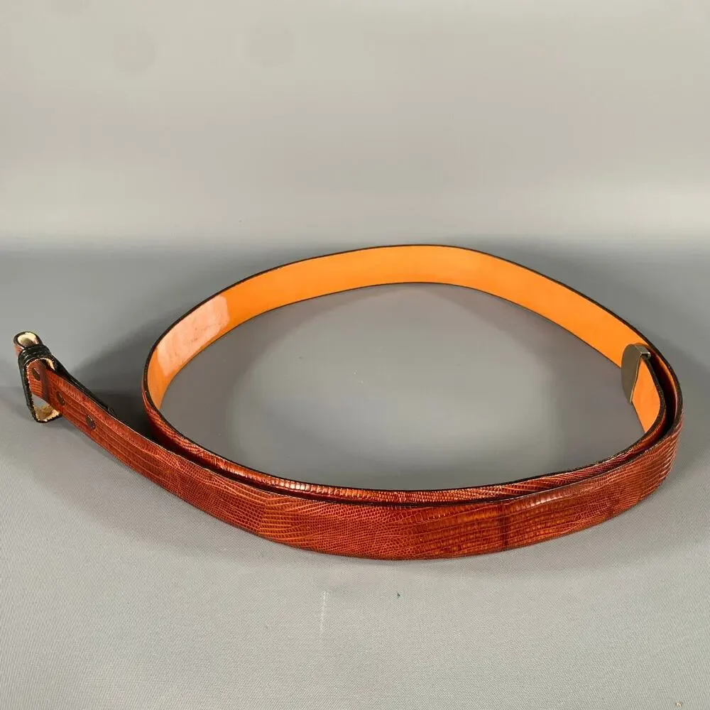 JAMES REID Brown Lizard Leather Belt
